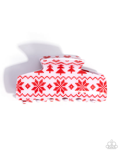 Sweater Style Red Hair Clip - Paparazzi Accessories