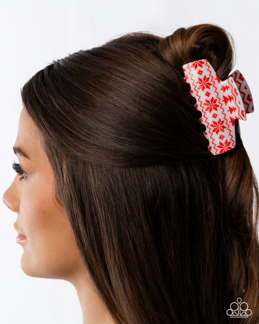 Sweater Style Red Hair Clip - Paparazzi Accessories