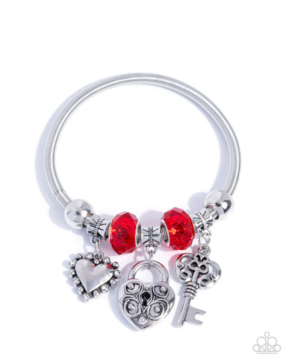 Truly Loveable Red Charm Bracelet - Paparazzi Accessories