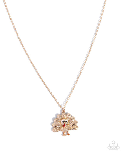 Turkey Tale Gold Necklace & Earring Set - Paparazzi Accessories