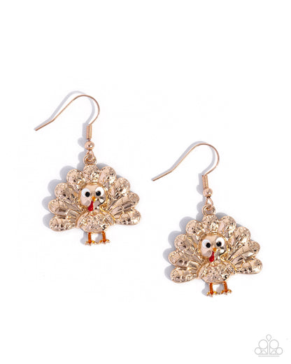 Turkey Tale Gold Necklace & Earring Set - Paparazzi Accessories