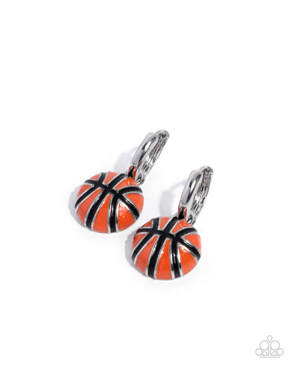 Adorable Airball Orange Basketball Hinge Hoop Earring - Paparazzi Accessories