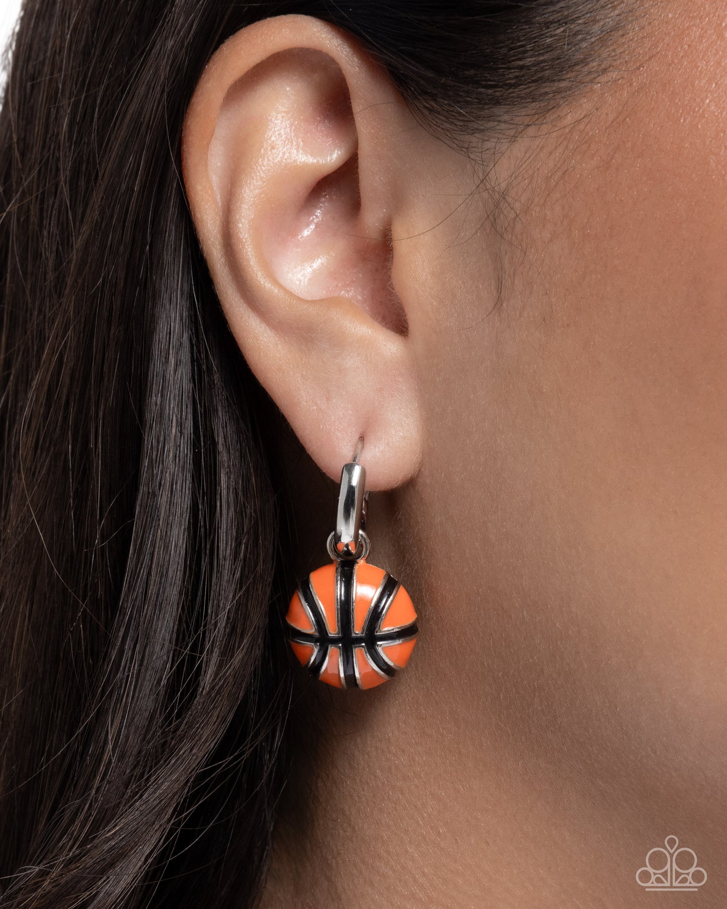 Adorable Airball Orange Basketball Hinge Hoop Earring - Paparazzi Accessories