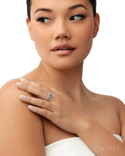 Promising Rhodium Heart Band Ring - Cachet by Paparazzi