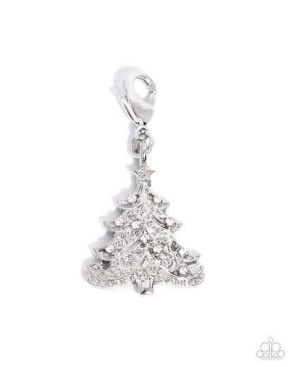 Elaborate Evergreen White Rhodium Charm - Paparazzi Accessories