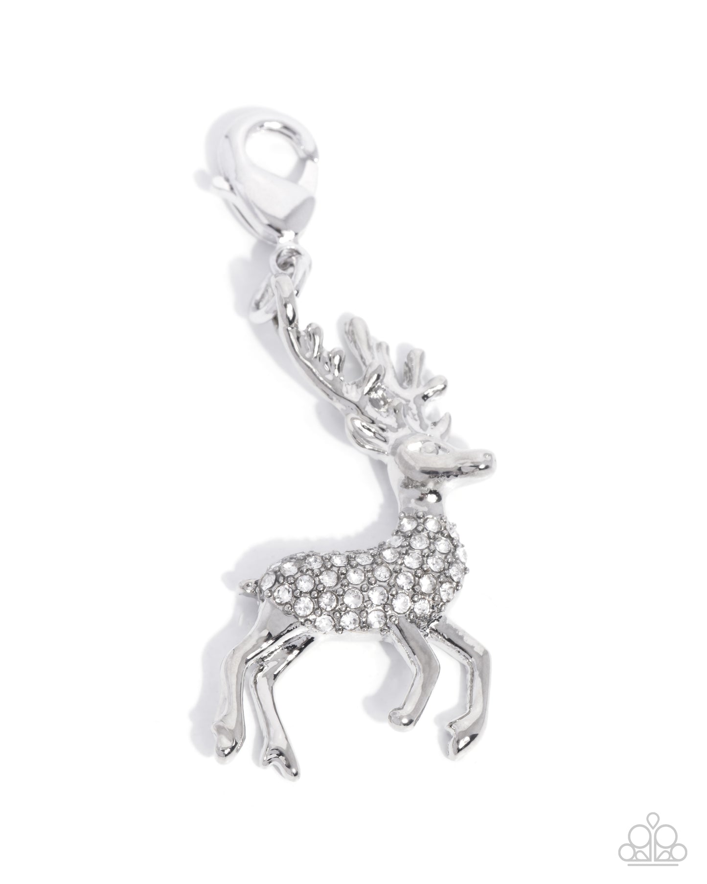Leading Reindeer White Rhodium Charm - Paparazzi Accessories