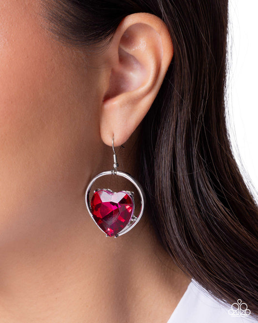 Valuable Valentines Pink Heart Earring - Paparazzi Accessories