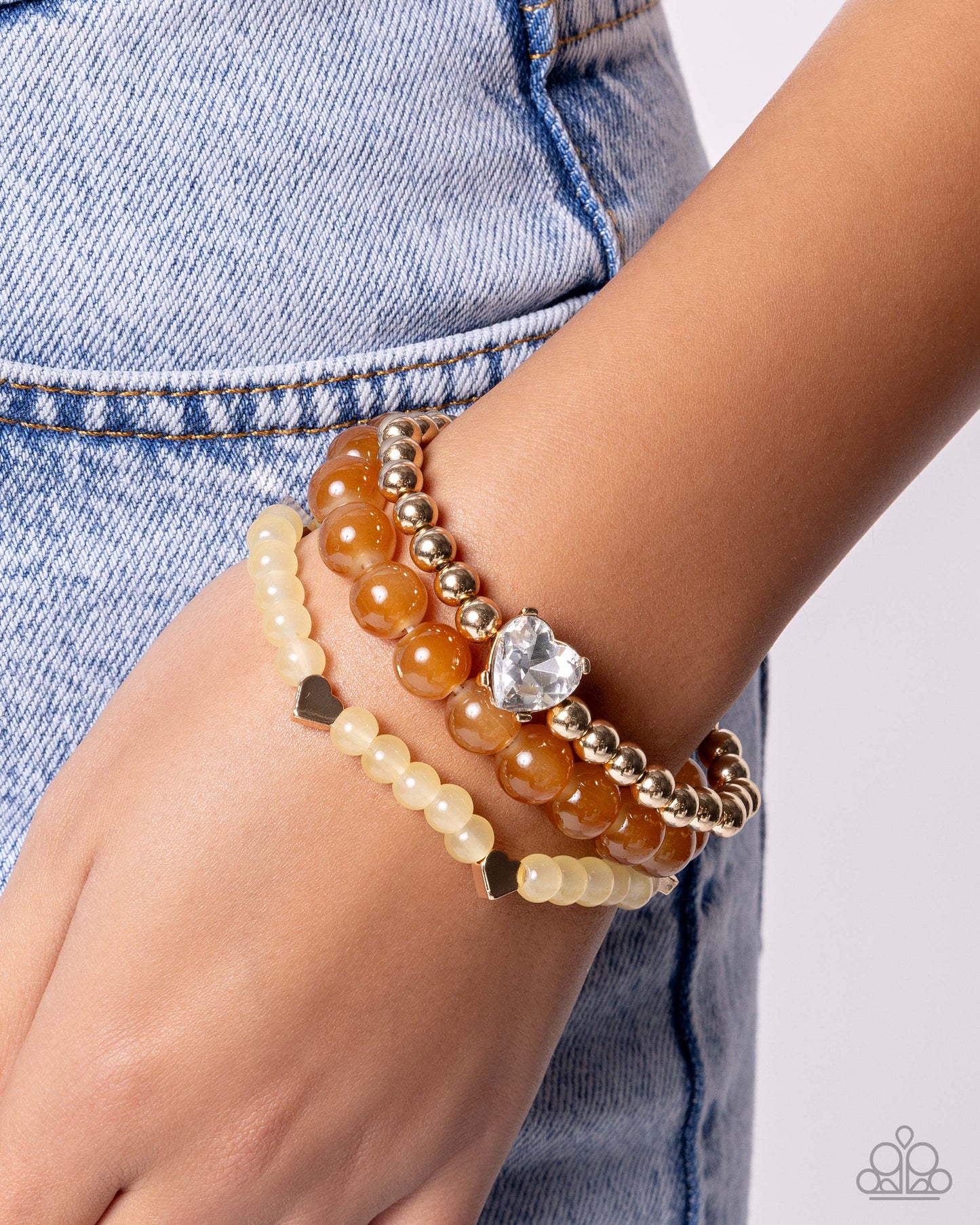 Imperial Impression Brown Heart Stretch Bracelet - Paparazzi Accessories