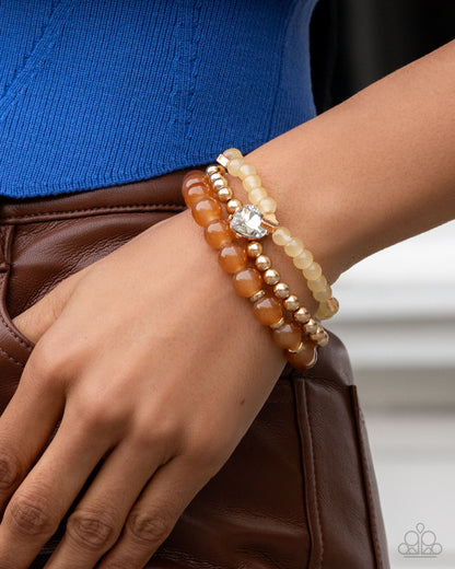 Imperial Impression Brown Heart Stretch Bracelet - Paparazzi Accessories