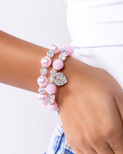 Heart Hustle Pink Stretch Bracelet - Paparazzi Accessories