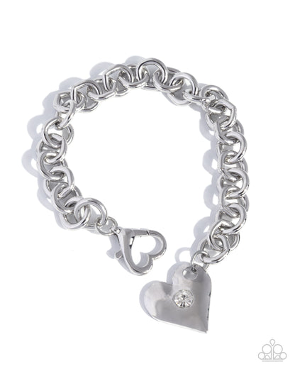Full of Affection White Heart Clasp Bracelet - Paparazzi Accessories