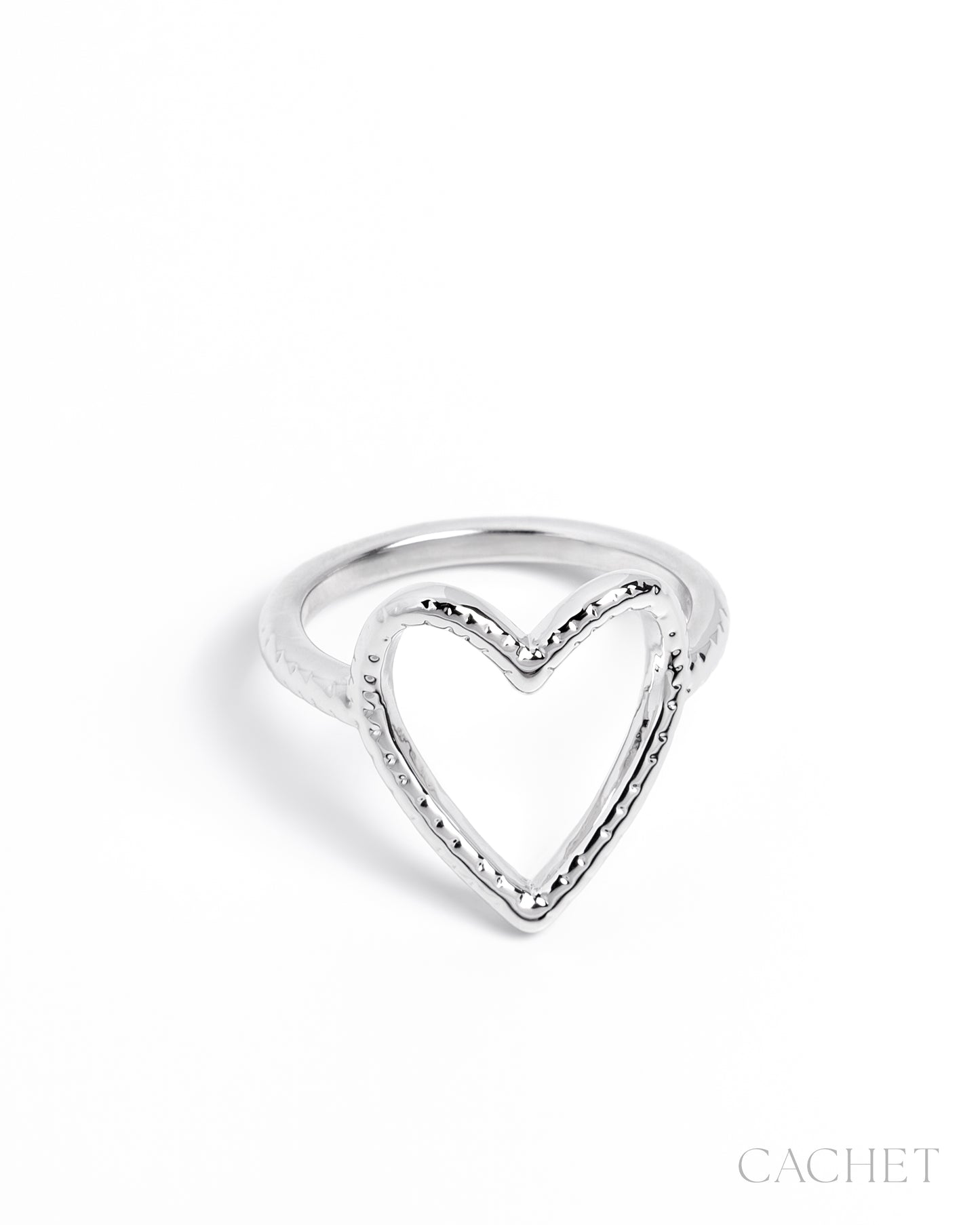 Keepsake Rhodium Heart Ring - Cachet by Paparazzi