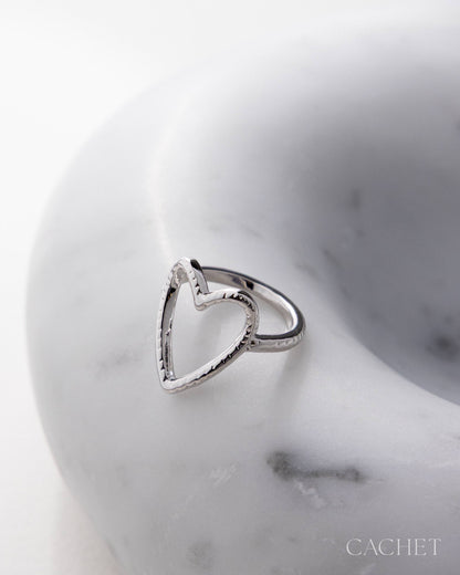 Keepsake Rhodium Heart Ring - Cachet by Paparazzi