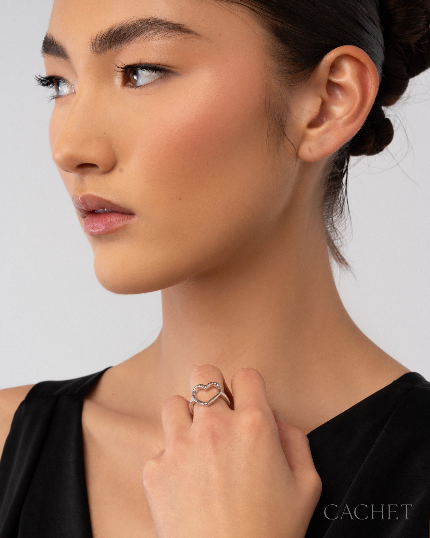 Keepsake Rhodium Heart Ring - Cachet by Paparazzi