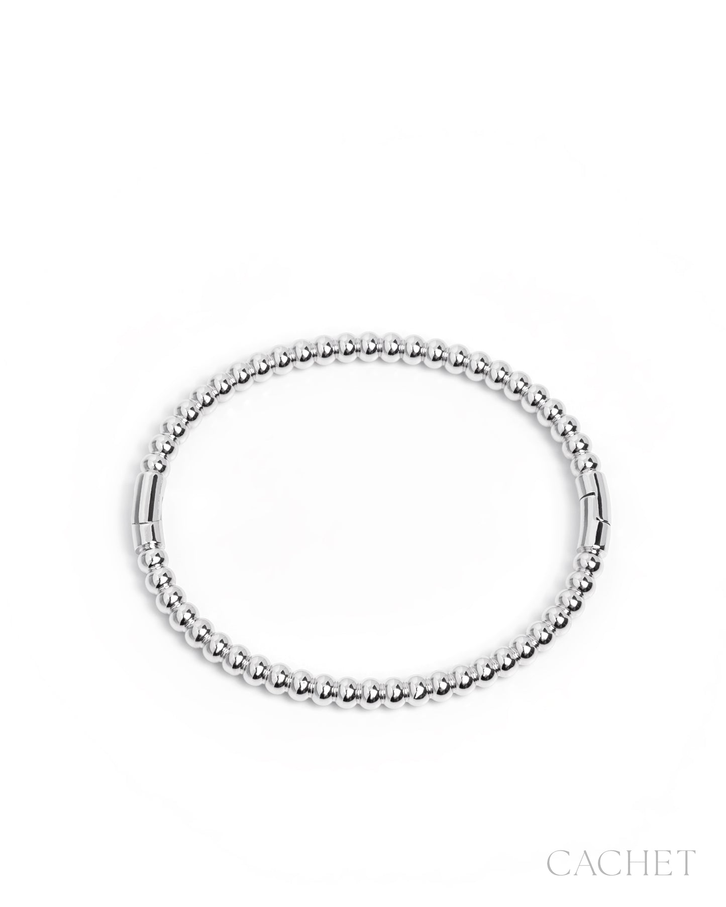 Raydia Rhodium Plated Hinge Hoop Bracelet - Cachet by Paparazzi