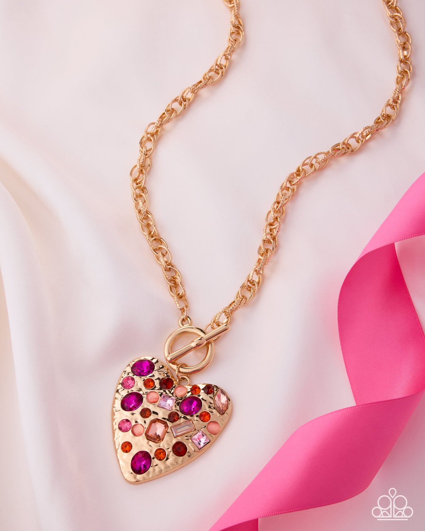 Circulated Chic Pink Heart Necklace (June 2026 LOP) - Paparazzi Accessories