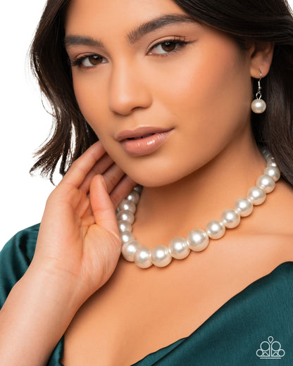 Eternal Empire White Pearl Necklace - Paparazzi Accessories