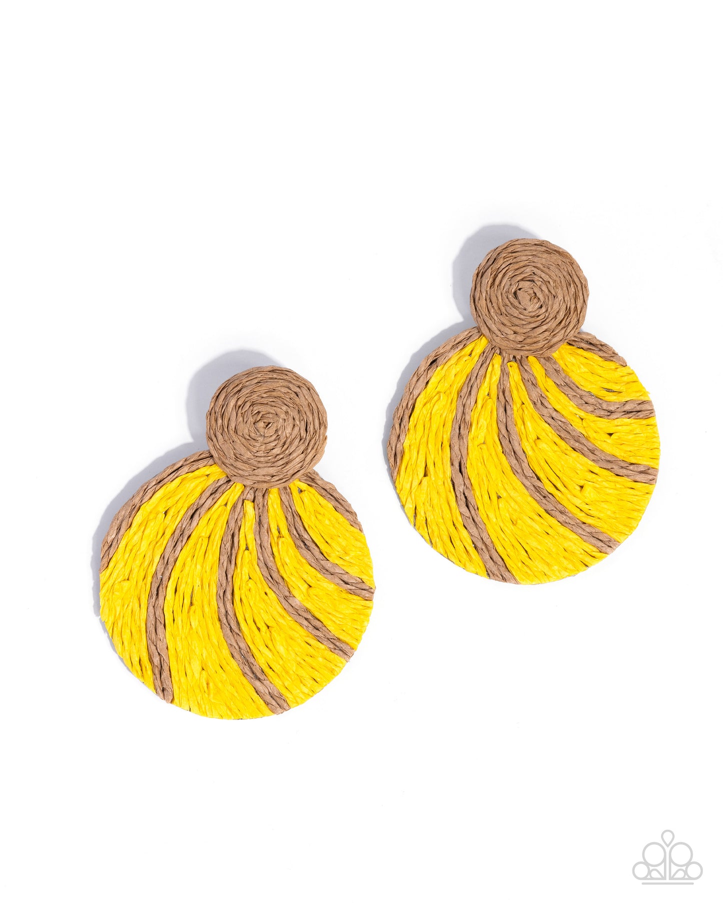 Woven Waltz Yellow Raffia Post Earring - Paparazzi Accessories