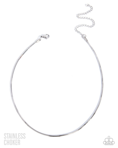 Coiled Celebration Silver Stainless Steel Choker Necklace (June 2026 LOP) - Paparazzi Accessories