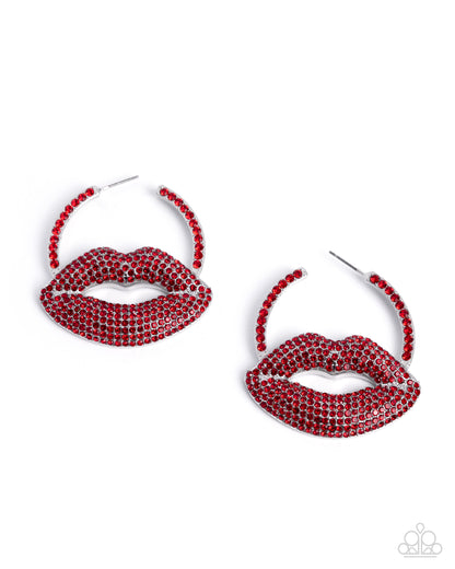 Valentines Date Red Lip Hoop Earring - Paparazzi Accessories
