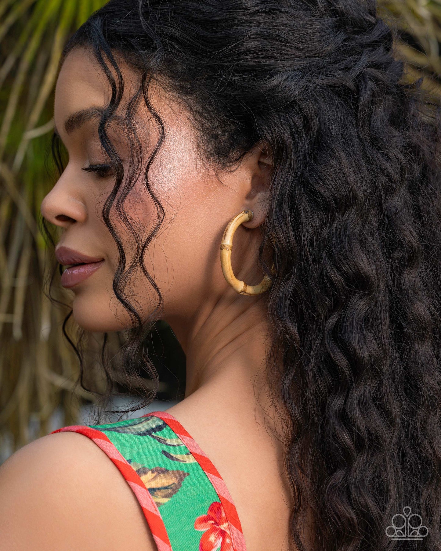 Bamboo Bravado Brown Hoop Earring - Paparazzi Accessories
