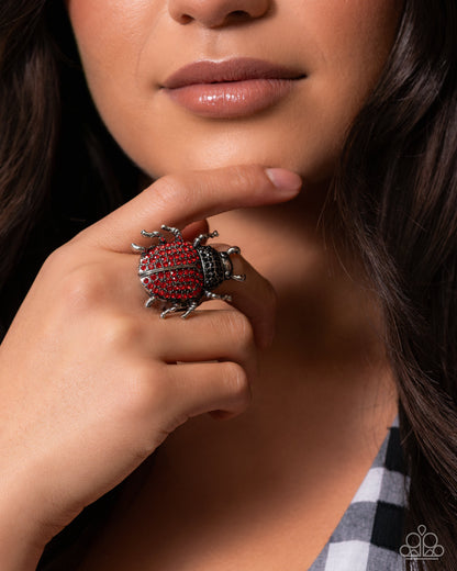 Beetle Bling Red Ring - Paparazzi Accessories