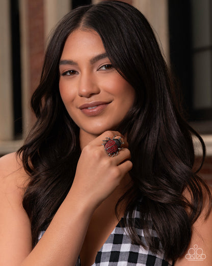 Beetle Bling Red Ring - Paparazzi Accessories