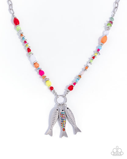 Coastal Caprice Multi Fish Necklace - Paparazzi Accessories