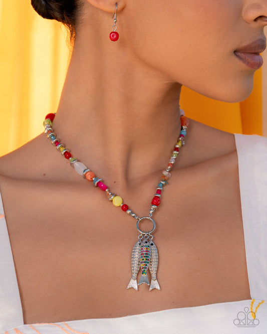 Coastal Caprice Multi Fish Necklace - Paparazzi Accessories