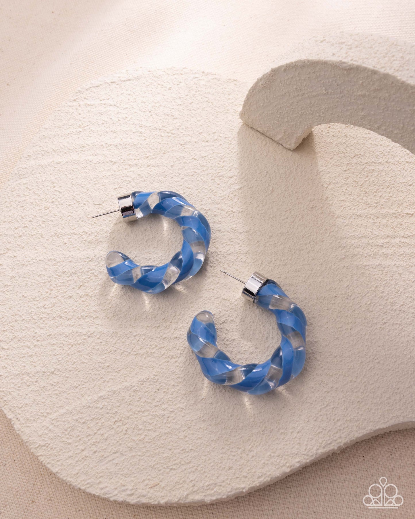 Coiled Cameo Blue Acrylic Hoop Earring - Paparazzi Accessories