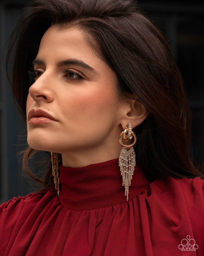 Draped in Drama Gold Post Earring - Paparazzi Accessories