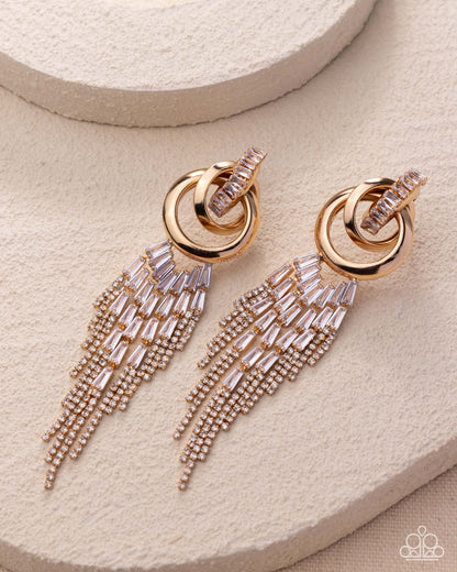 Draped in Drama Gold Post Earring - Paparazzi Accessories