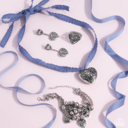 Glimpses of Malibu Blue Heart Complete Trend Blend Fashion Fix Set (August 2024) - Paparazzi Accessories Item #GM-0824