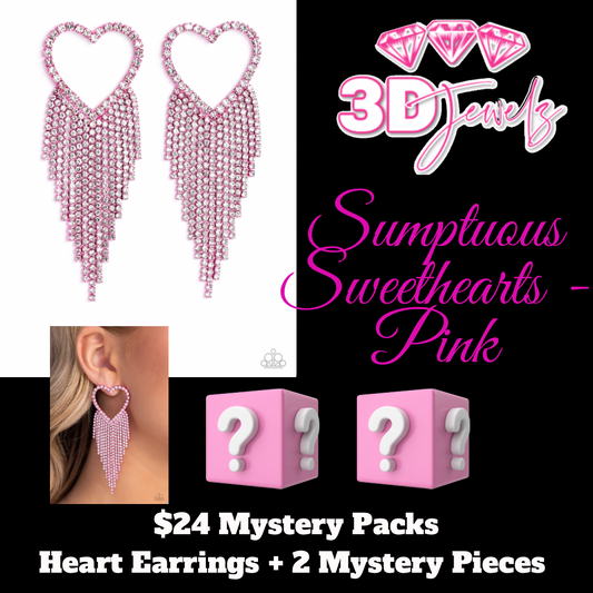 Sumptuous Sweethearts Pink Heart Earring Mystery Pack - Paparazzi Accessories