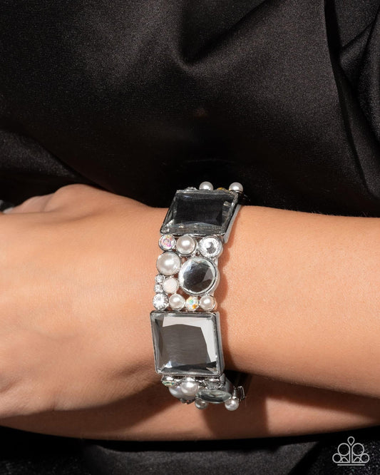 Glam to the Max White Stretch Bracelet - Paparazzi Accessories