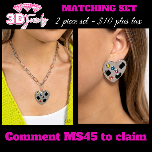 Online Dating Black Necklace & Earring Set - Paparazzi Accessories