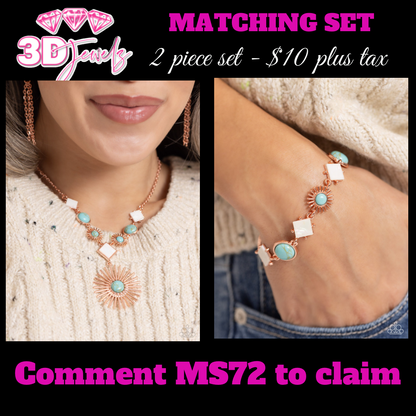 Sunburst Style Copper Necklace & Bracelet Set - Paparazzi Accessories