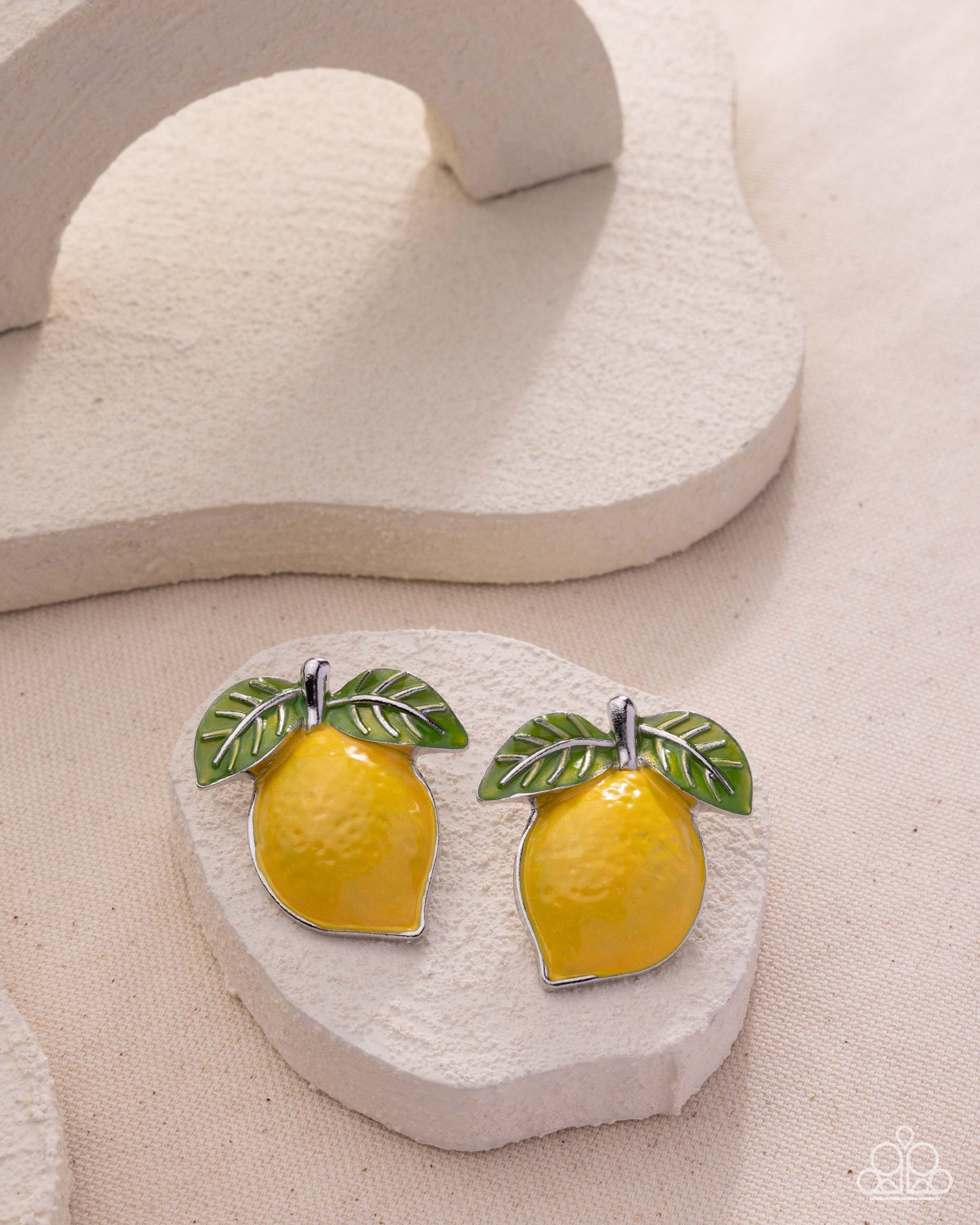 Lemon Lesson Yellow Post Earring - Paparazzi Accessories