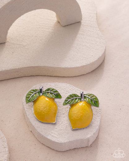 Lemon Lesson Yellow Post Earring - Paparazzi Accessories