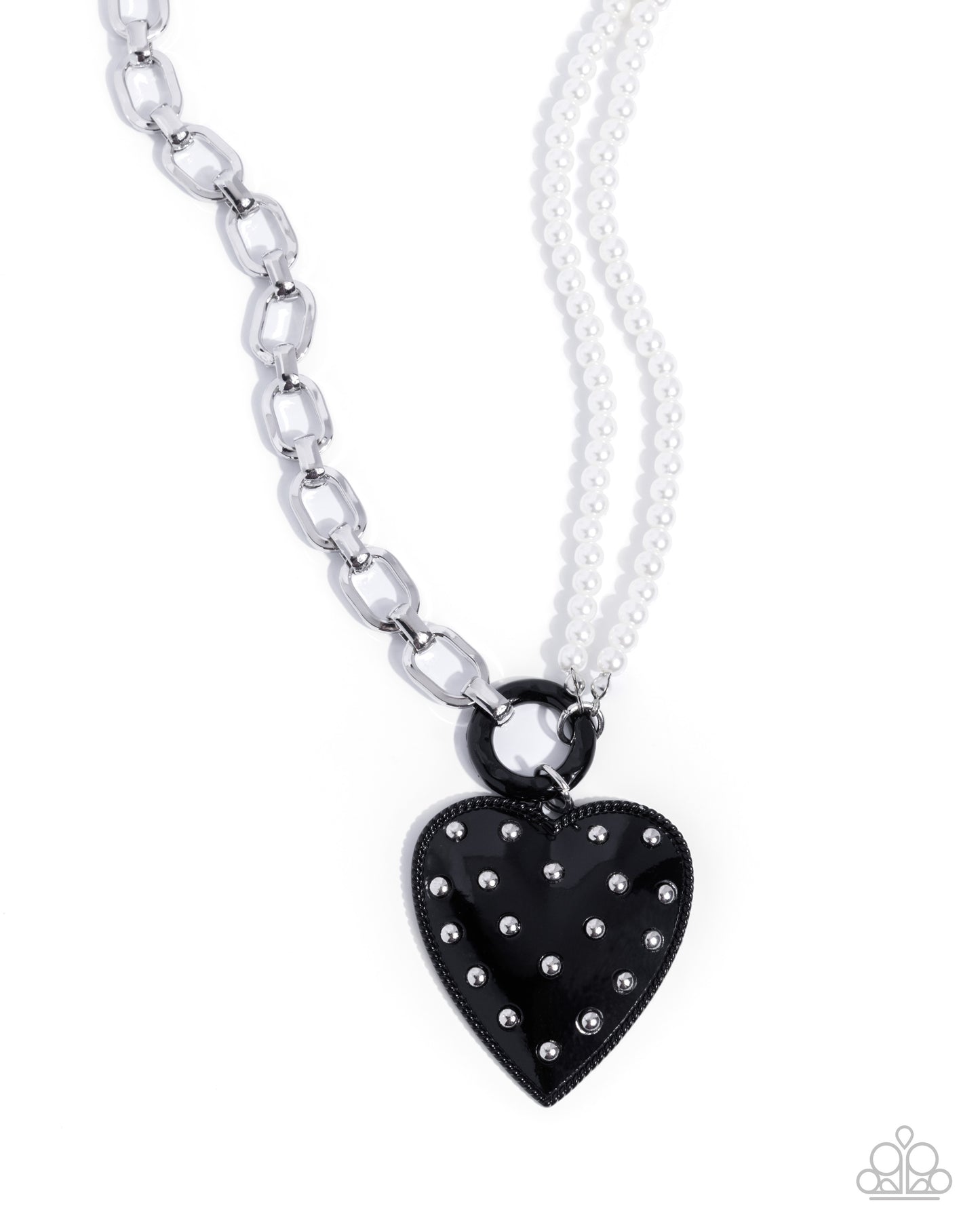 Mismatched Merger Black Heart Necklace - Paparazzi Accessories