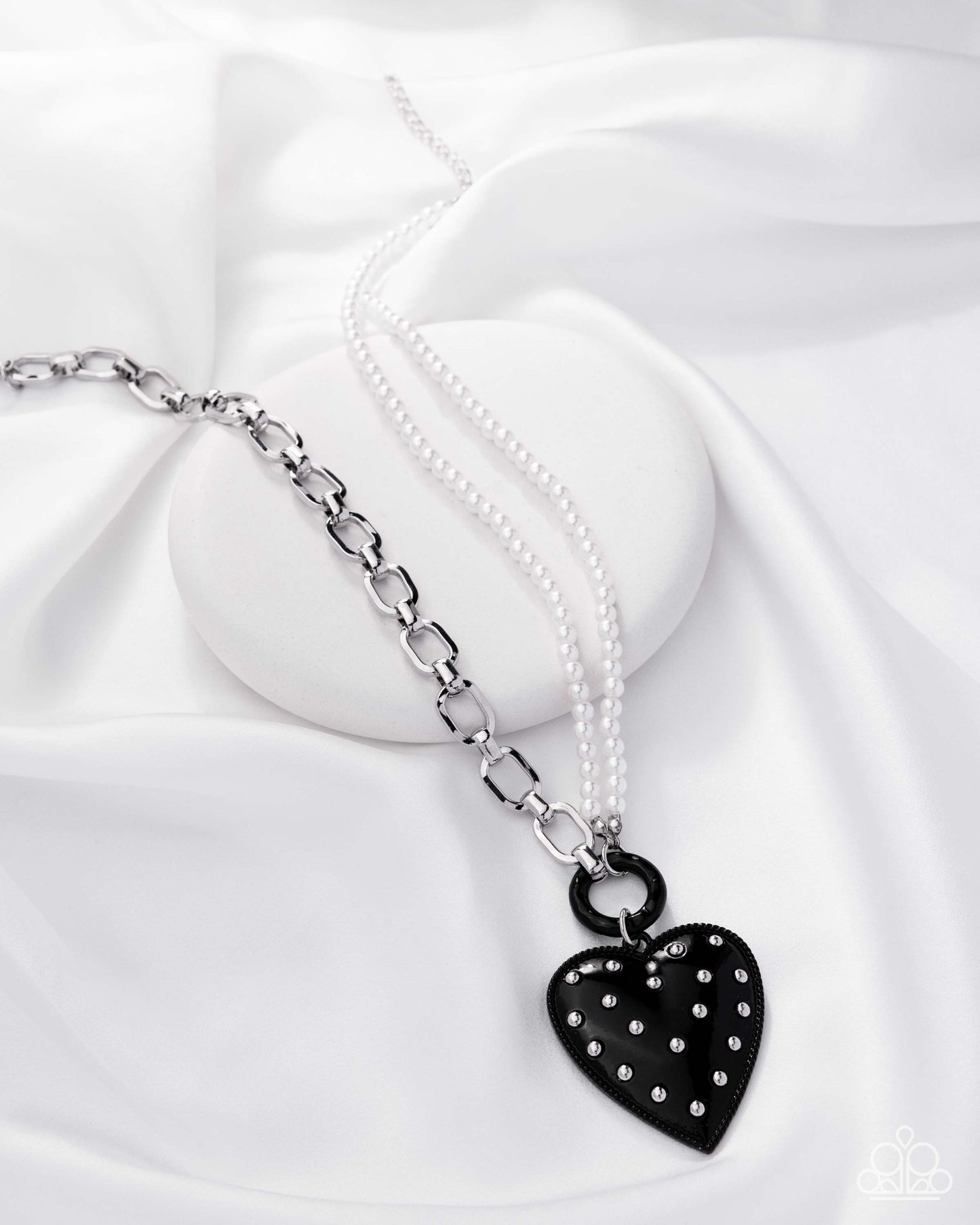 Mismatched Merger Black Heart Necklace - Paparazzi Accessories