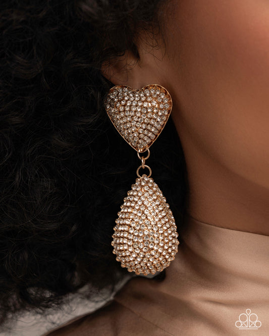 Sweetheart Sway Gold Heart Post Earring - Paparazzi Accessories