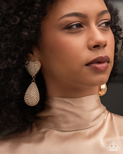 Sweetheart Sway Gold Heart Post Earring - Paparazzi Accessories
