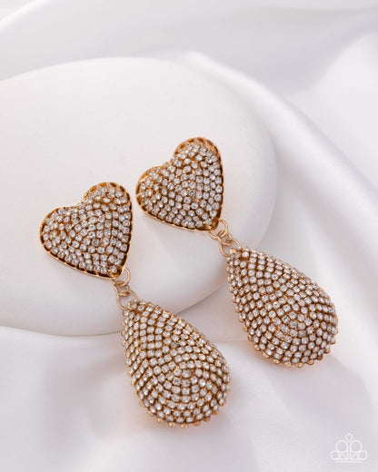 Sweetheart Sway Gold Heart Post Earring - Paparazzi Accessories