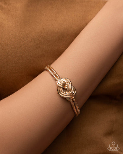 Woven Warrior Gold Clasp Bracelet - Paparazzi Accessories