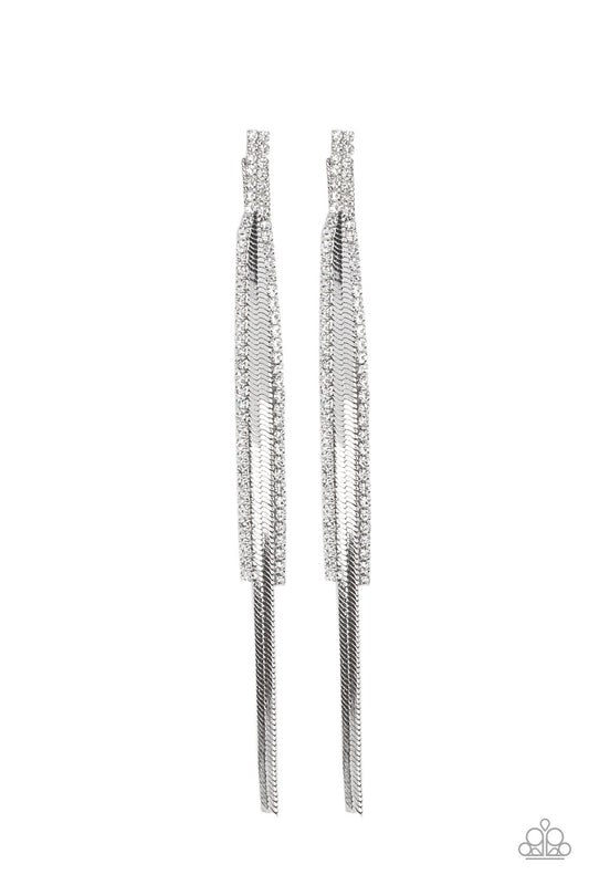 Flavor of the SLEEK White Earring - Paparazzi Accessories