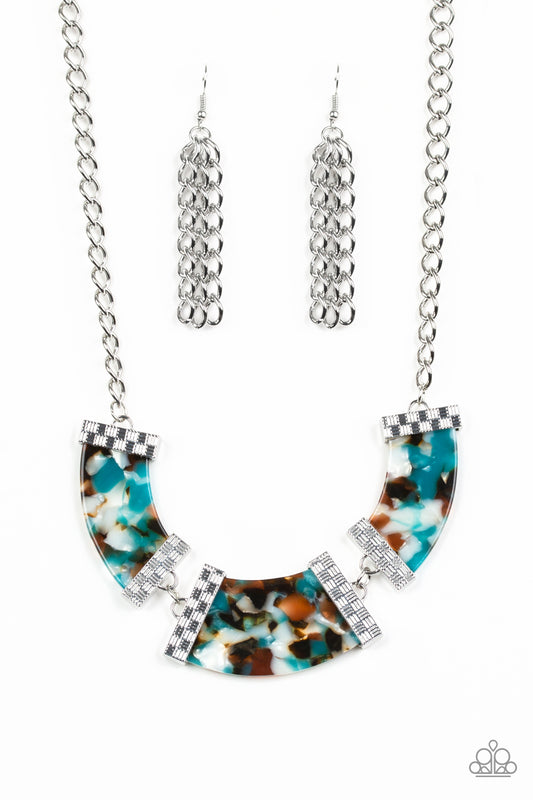 HAUTE-Blooded Blue Acrylic Necklace - Paparazzi Accessories - jazzy-jewels-gems