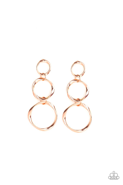 Three Ring Radiance Copper Earring - Paparazzi Accessories