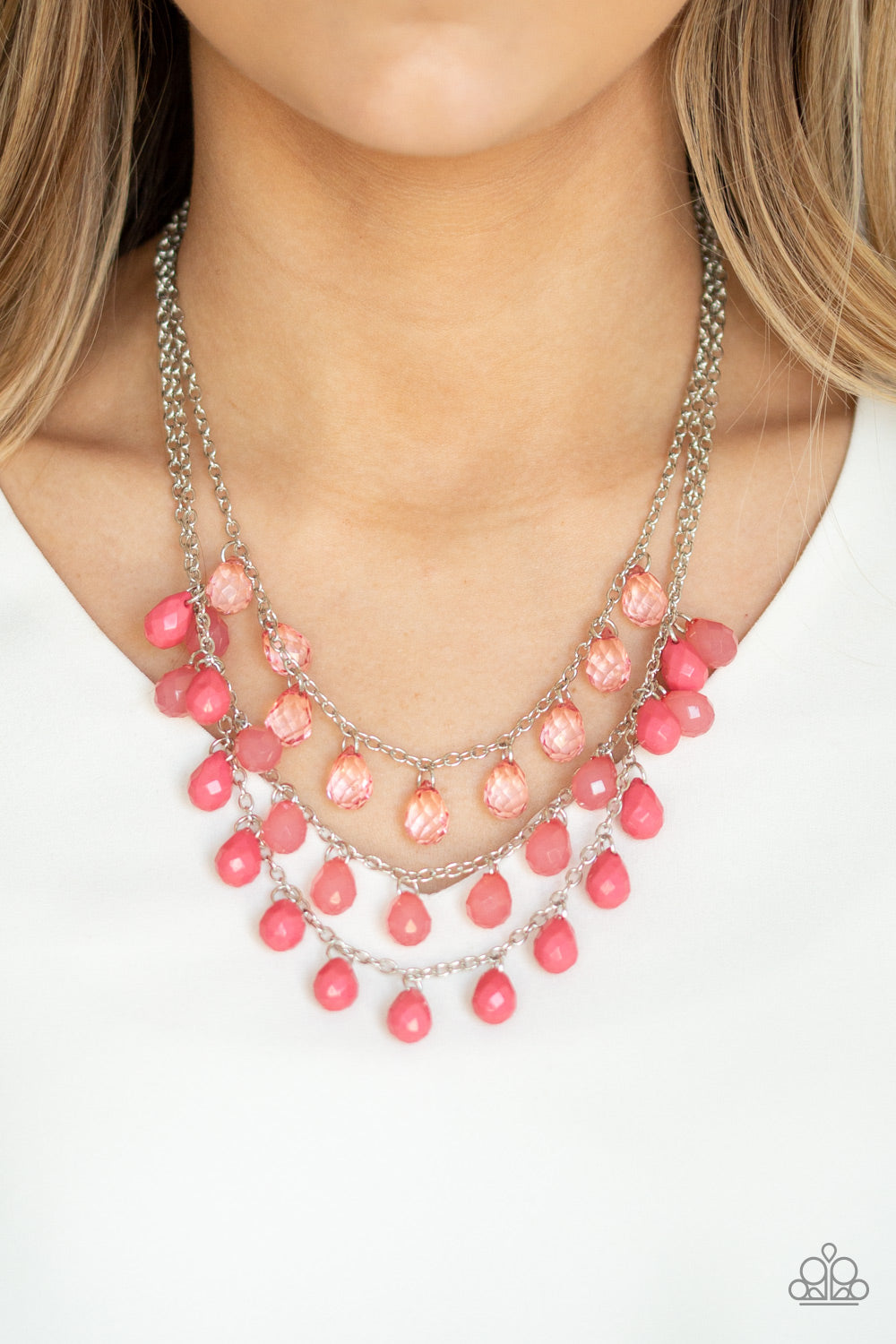 Melting Ice Caps Pink Necklace - Paparazzi Accessories