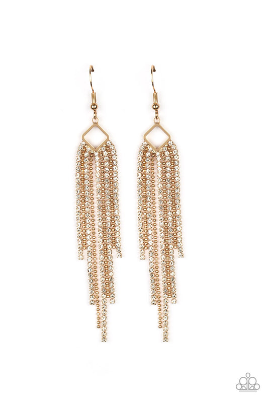 Singing in the REIGN Gold Earring - Paparazzi Accessories